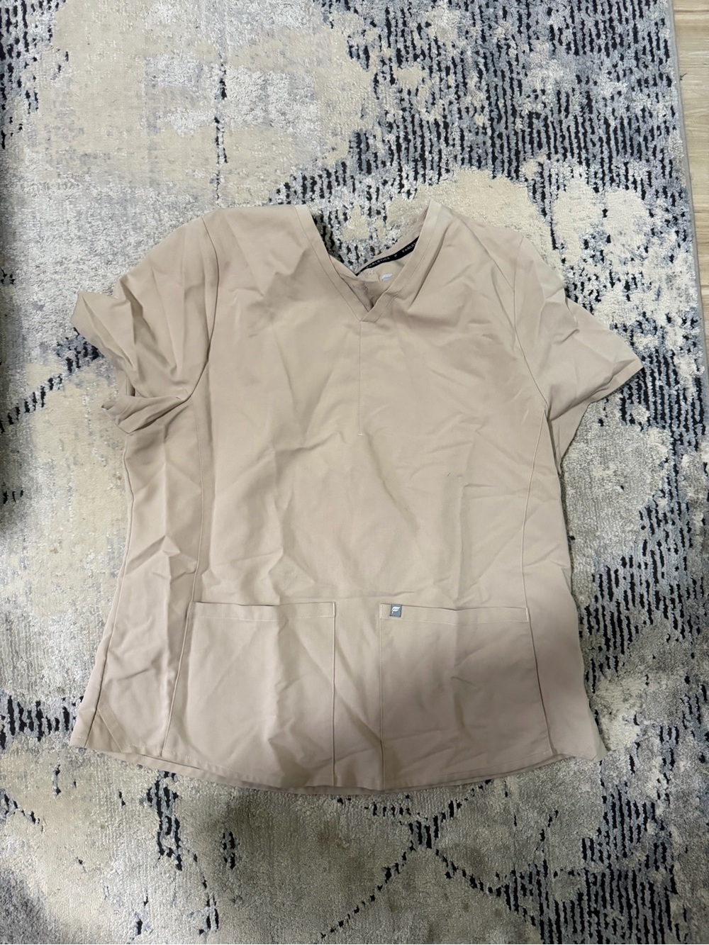 Fabletics Women's V-Neck Short Sleeve Top in Beige